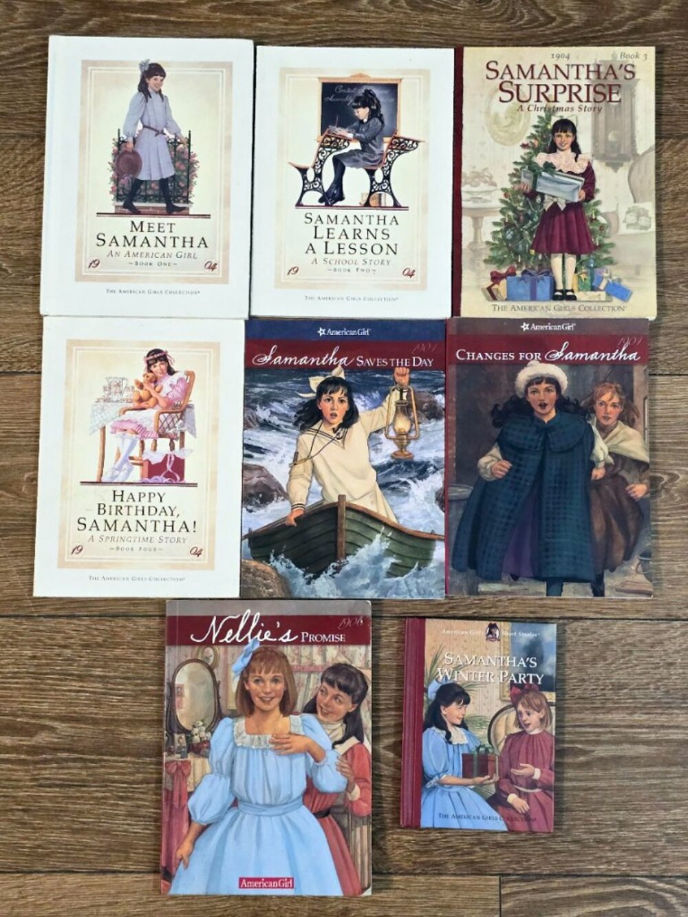 American Girl Samantha Complete 8 Book Lot Pleasant Co White Cover Nellie HC 1st